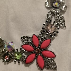 Paparazzi Pink & Green Floral Statement Necklace